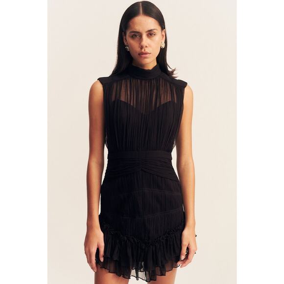 Shona Joy Safira Sleeveless Ruched Mini Dress - Black US 4 NWT - Picture 16 of 16